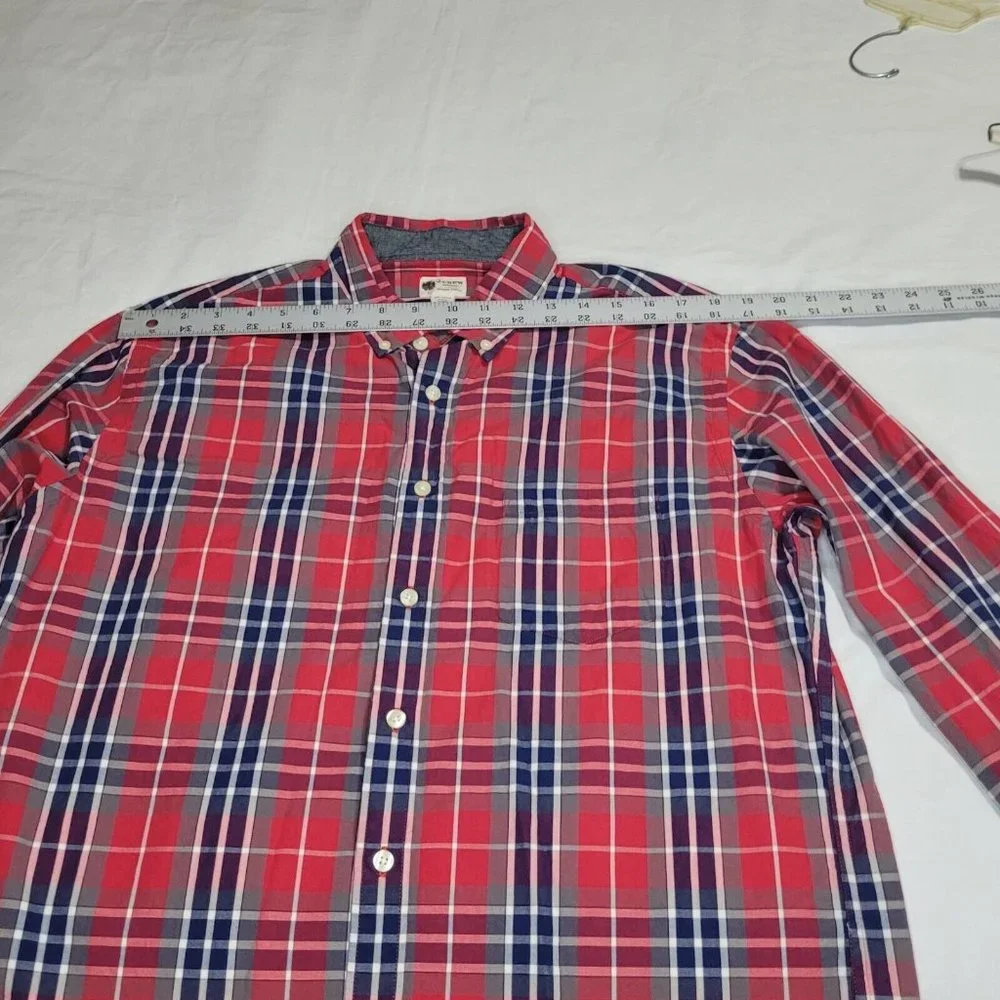 J Crew Shirt Mens Large Long Sleeve Button Up  Casual Collared Plaid Red And Blu